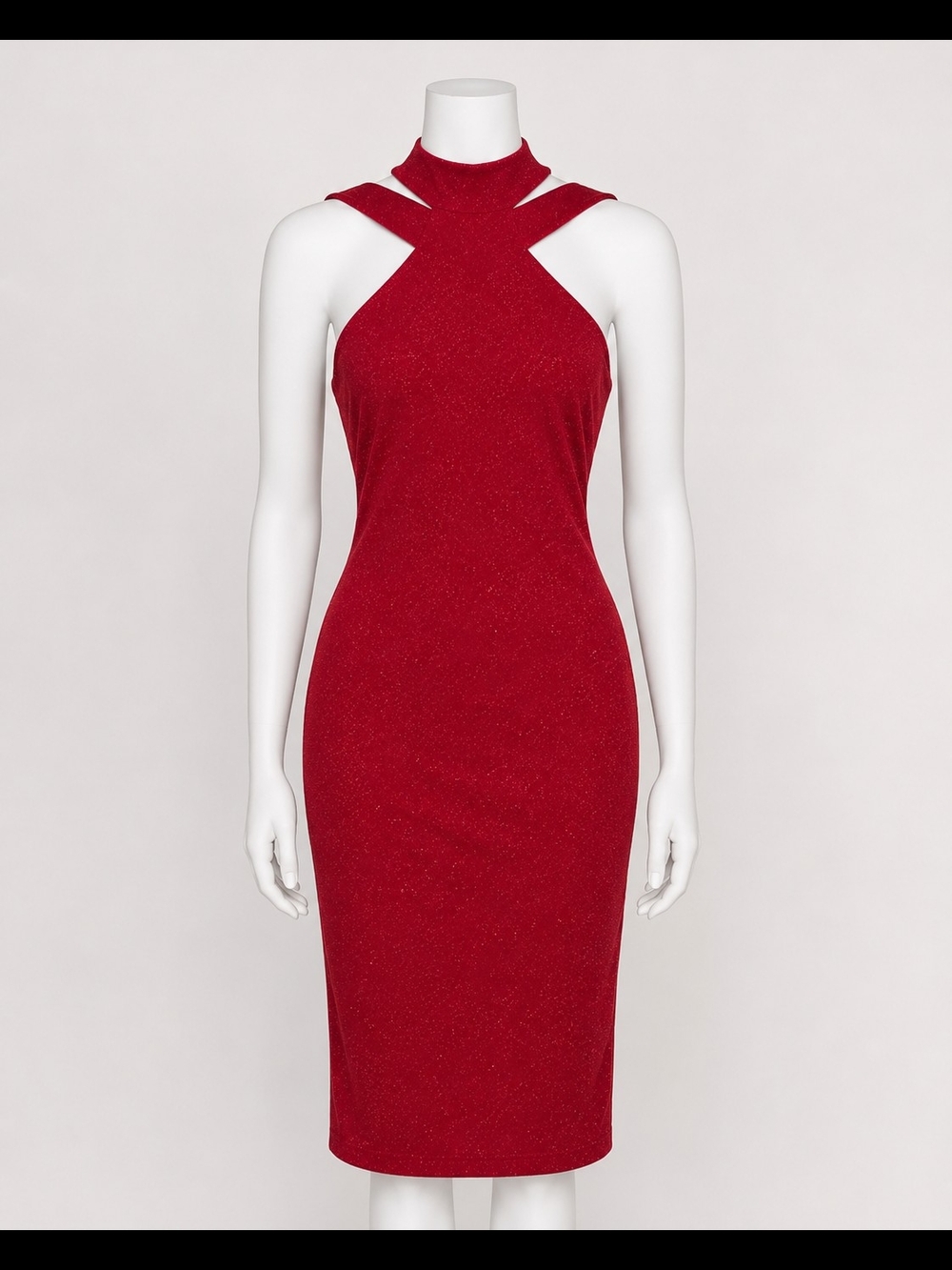 Red Halter Midi Dress - Elegant Party Dress